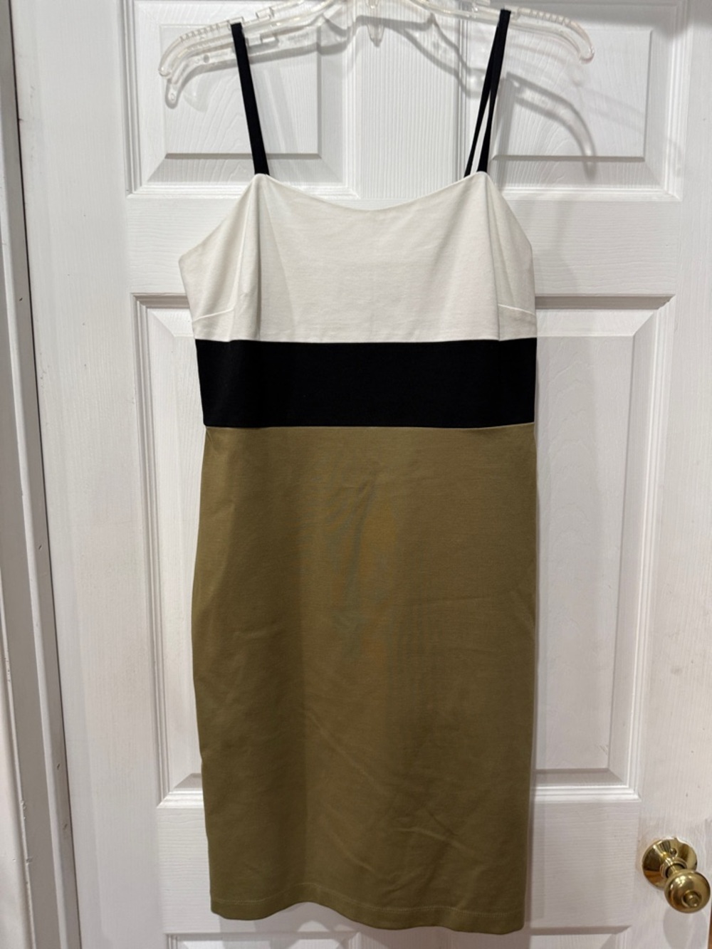 Banana Republic White, Black & Olive Colorblock Midi Dress